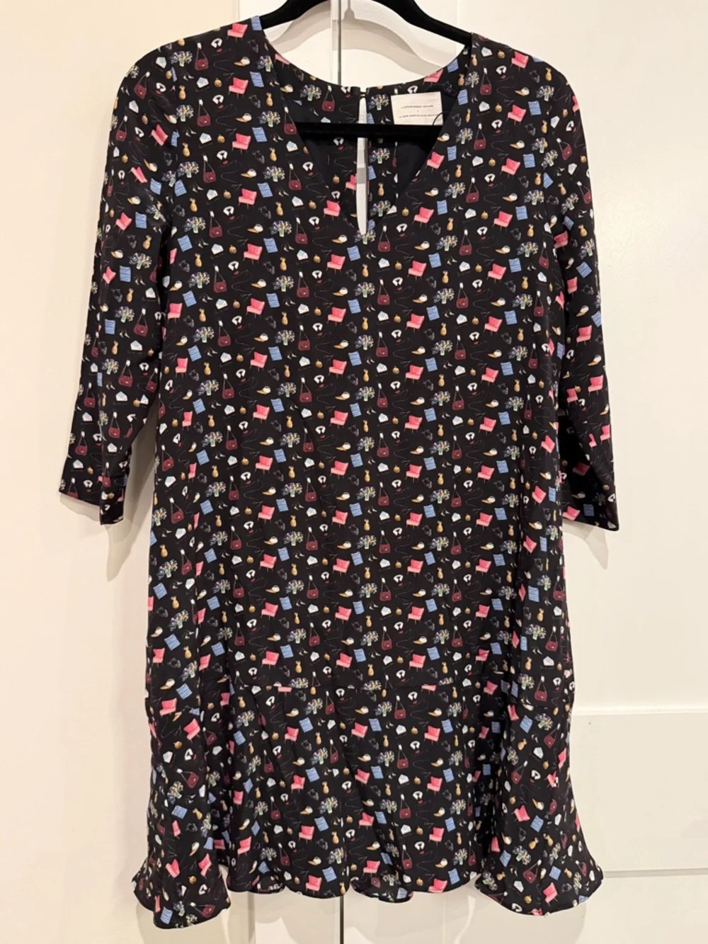 Sezane x Le Bon Marche Rive Gauche Silk Aimee Printed Shift Dress Size 36 US S